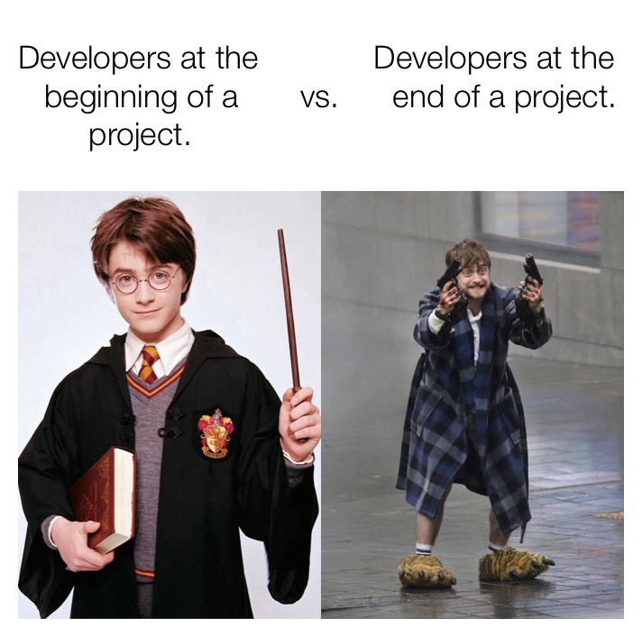 Developers at the beginning of project vs Developers at the end of a project
